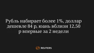 Рубль набирает более 1%, доллар дешевле 84 р, юань вблизи 12,50 р впервые за 2 недели