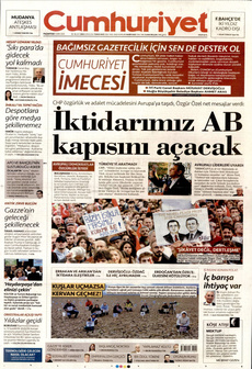 CUMHURİYET 13 Ekim 2025 gazete manşeti