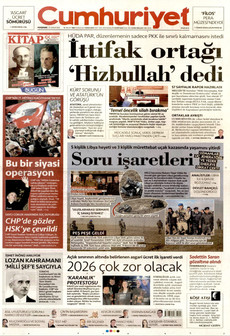 CUMHURİYET 25 Aralık 2025 gazete manşeti