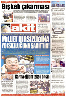 YENİ AKİT 1 Eylül 2026 gazete manşeti