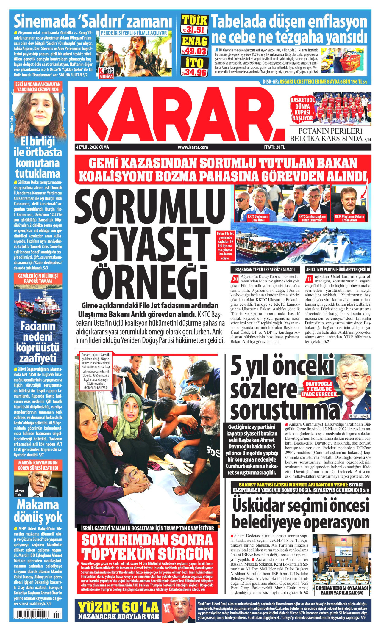 KARAR 4 Eylül 2026 Gazete Manşeti Büyük