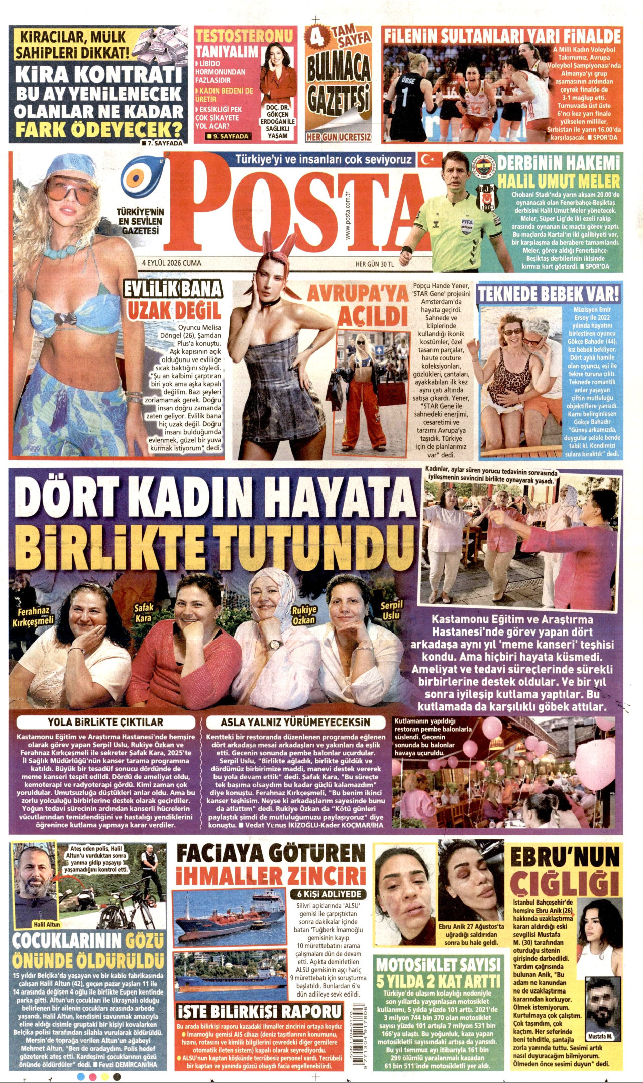 POSTA 4 Eylül 2026 Gazete Manşeti Büyük