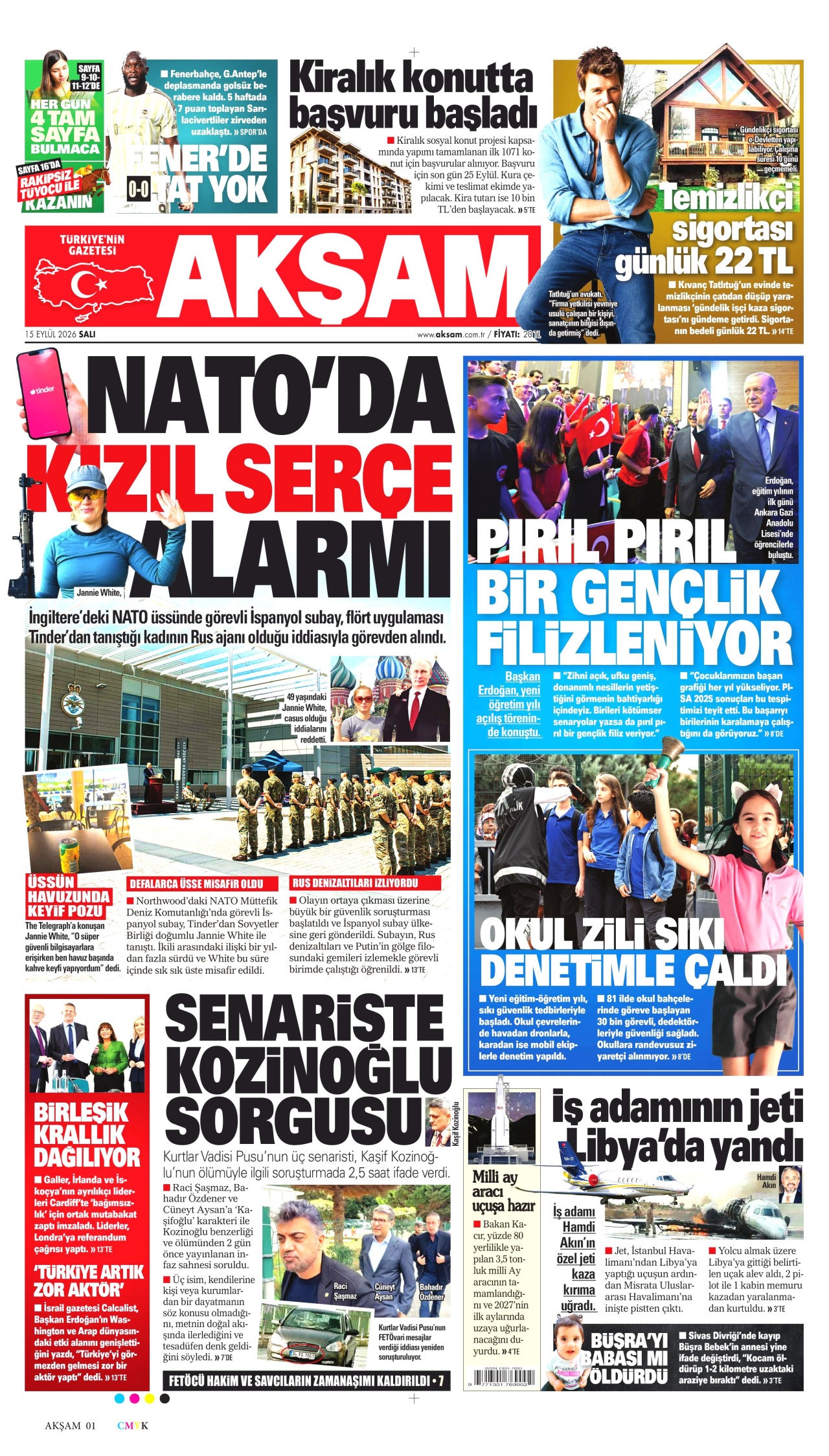AKŞAM 15 Eylül 2026 Gazete Manşeti Büyük