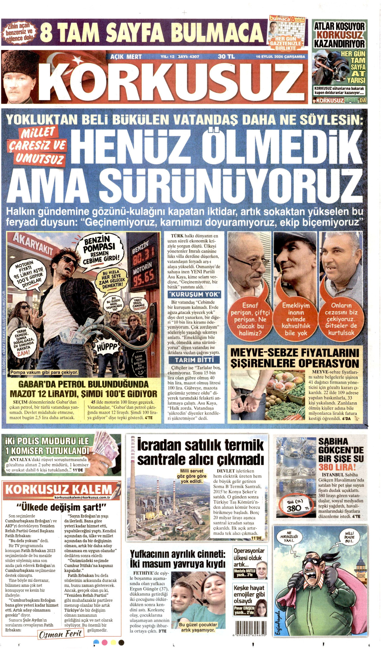 KORKUSUZ 16 Eylül 2026 Gazete Manşeti Büyük